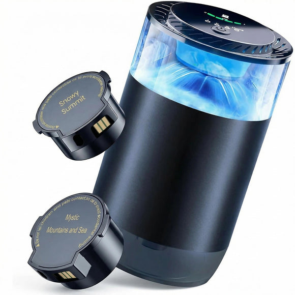 Car Air Freshener Car Diffuser with Smart Spray Modes (4 Settings) & Essential Oil Monitor 1600 Sprays USB-C Rechargeable Auto On/Off 2 Scents Refills Car Scent with Ambient Light