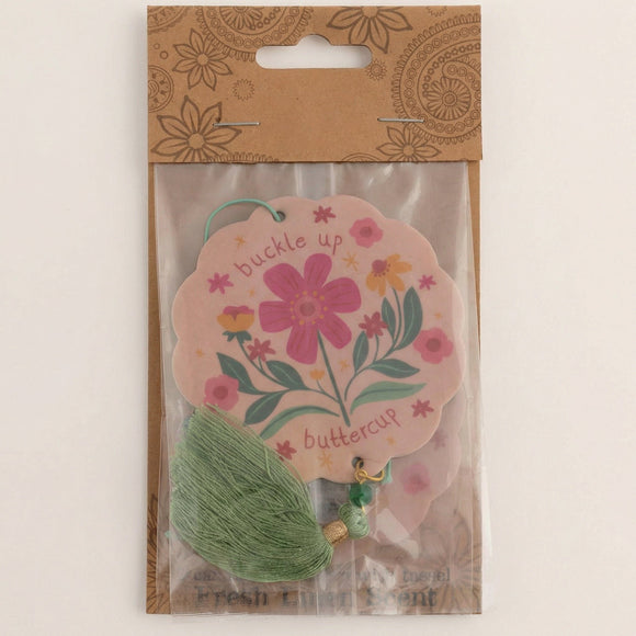 Essential Oil Air Freshener for Cars Set of 2 Home & Office - Colorful Decorative Hanging Air Freshener with Tassel Buttercup Vanilla Scented