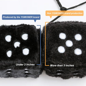 2.75” Fuzzy Dice with Leather Dots Retro Car Mirror Hanging Accessories for Car Decoration (Black) - 0