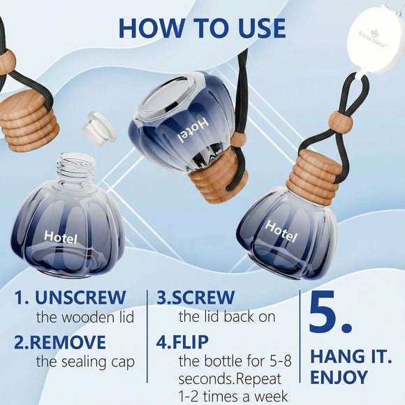 Car Air Freshener - Long Lasting Hotel Scent Perfume for a Refreshing Drive Car Air Freshener Eliminates Unpleasant Car Smells 1 Bottle of Car Fragrance Air Freshener