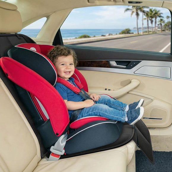 Car Seat Protector Large Auto Protector for Child Seats with Thickest Padding and Non-Slip Backing Mesh Pockets for SUV Sedan Truck Leather and Fabric - Black