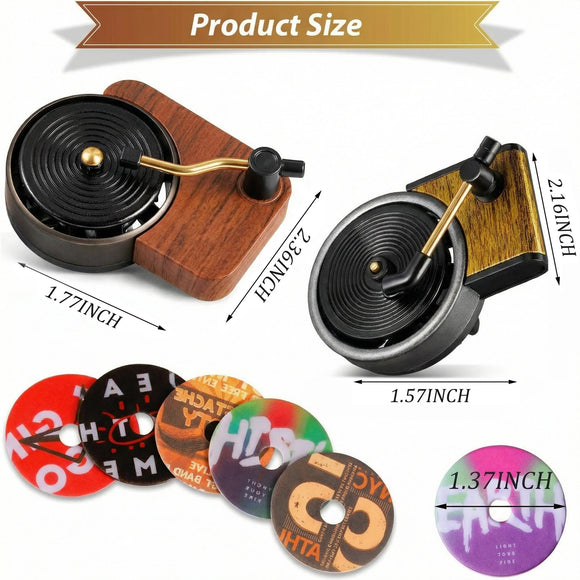 14 Pieces Car Air Freshener Record Player Air Fragrance Diffusers Clips Retro Style Included 2pcs Record Player Car Vent Clip 12 Pieces Aromatherapy Tablets Aromatherapy Replacement Pads