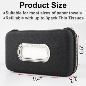Car Tissue Holder, Sun Visor Napkin Holder, Car Visor Tissue Holder, Luxury PU Leather Backseat Tissue Case Holder (Black) - 0