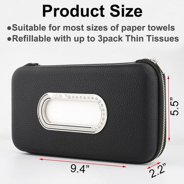 Car Tissue Holder, Sun Visor Napkin Holder, Car Visor Tissue Holder, Luxury PU Leather Backseat Tissue Case Holder (Black) - 0
