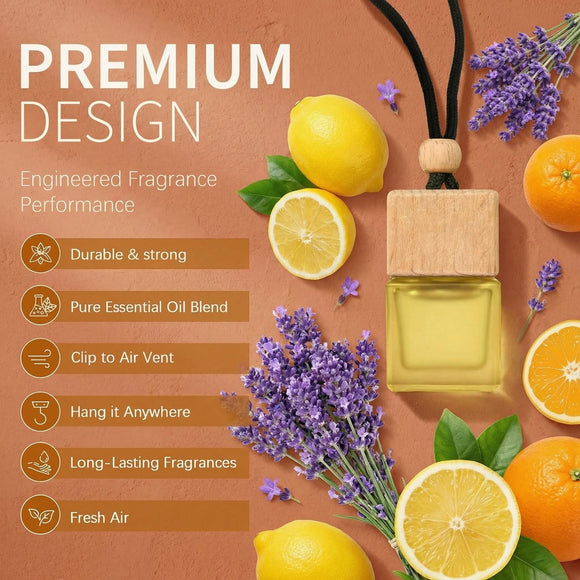Car Air Freshener Hanging - 3-Pack Citrus Collection Car fresheners long lasting Car Air Freshener for Women and Men Premium Car Aromatherapy Essential Oil Diffuser Gift Set