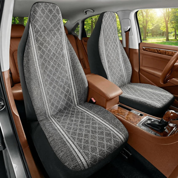 Baja Blanket Seat Covers Gray Diamond High Back Bucket Seat Covers - Jacquard Fabric Airbag Compatible Universal Fit for Cars Trucks SUVs and Vans
