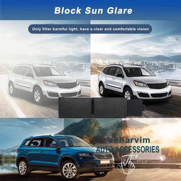Polarized Sun Visor for Car with Zipper Slider, Upgraded UV400 Car Sun Visor Extension with PC Lens and Side Sunshade, Anti-Glare Car Visor for Safe Driving, UV-Filtering/Protection - 0