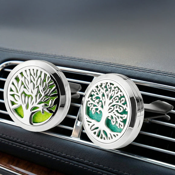 2PCS 30mm Car Aromatherapy Essential Oil Diffuser Stainless Steel Locket with Vent Clip 12 Felt Pads