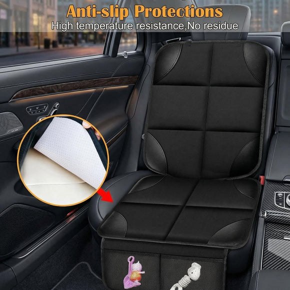 Car Seat Protector for Child Car Seat Durable 600D Fabric Waterproof Car Seat Cover with Thick Pad Non-Slip Backing (No Imprints) (1 pc -Black)