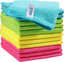 Microfiber Cleaning Cloth,12 Pack Cleaning Rag,Cleaning Towels with 4 Color Assorted,11.5"X11.5"(Green/Blue/Yellow/Pink)-1