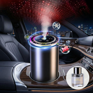 Smart Car Air Freshener - Car Diffusers for Essential Oils with Starry Sky Projection and Colorful Ambient Light Auto On/Off Adjustable Concentration Diffuser for Car with 50ml Car fragrance-Cologne