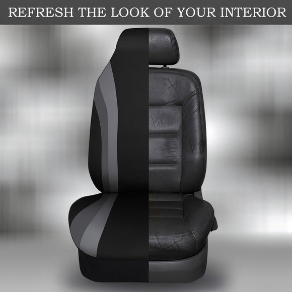 AquaShield Neoprene Waterproof Car Seat Covers for Front Seats Only High Back Bucket Seat Cover Airbag Compatible Line Rider Seat Covers Universal Fit for Truck Van SUV (Black and Gray)