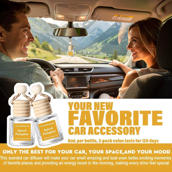 Car Air Freshener Diffuser 2 Pack Hanging Spiced Pumpkin Car Air Freshener for Women 45+ days Long Lasting Fragrance Made in USA (P42)