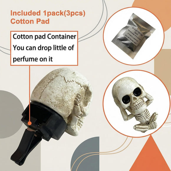 Skull Decor Halloween Car Air Freshener Vent Clip Goth Truck Interior Accessories for Men Women Teens Stuff for Jeep Horror Skeleton Auto Scents Dashboard Decorations Funny Christmas Gifts for Dad Mom