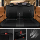 Leather Back Seat Cover Breathable Mesh Universal Bench Seat Cover Super 5mm Composite Sponge Inside Airbag Compatible Fits Most Automotive Cars SUVs Trucks and Vans (Rear Black)-2