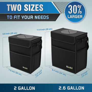 2 Gallon Black Leak-Proof Waterproof Car Trash Can with Lid - 0
