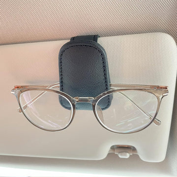 Sunglasses Holders for Car Visor, Magnetic Leather Glasses Eyeglass Clip for Car, Ticket Card Clip Sunglasses Mount, Car Visor Accessories Gadgets (1, Black) - 0