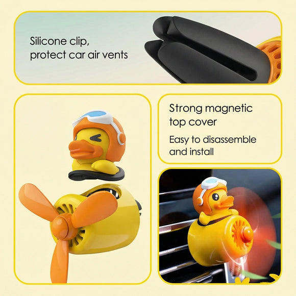 Pilot Yellow Duck Car Air Fresheners - Rotating Propeller Cartoon Automotive Diffuser with Creative Car Perfume Decoration