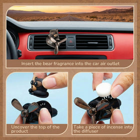 Cartoon Bear Car Air Fresheners 2 Pack Pilot Black Automotive Air Outlet Fan Cool Cute Air Freshener for Car Creative Car Perfume Decoration for Vehicle Vent Scent Clip Diffuser Ornament Accessories - 0