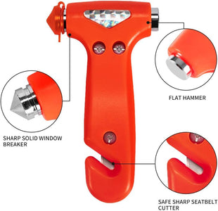 2-Pack Car Safety Hammer Seatbelt Cutter, Auto Emergency Escape Hammer with Window Glass Breaker and Seat Belt Cutter, Striking Red Escape Tool for Car Accidents
