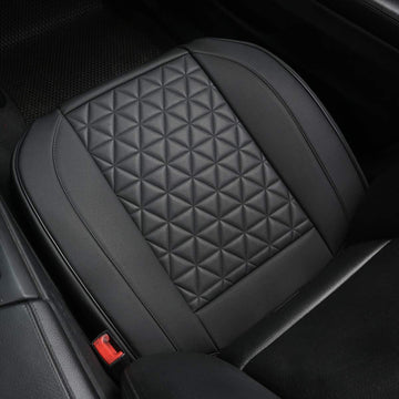 Luxury Faux Leather Car Seat Cover Front Bottom Seat Cushion Cover, Anti-Slip and Wrap Around The Bottom, Fits 95% of Vehicles - 1 Piece,Black - 0