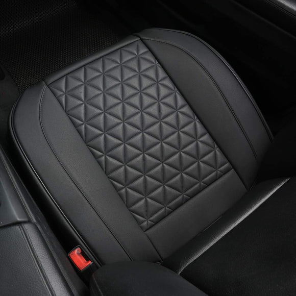 Luxury Faux Leather Car Seat Cover Front Bottom Seat Cushion Cover, Anti-Slip and Wrap Around The Bottom, Fits 95% of Vehicles - 1 Piece,Black
