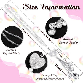 Bling Heart Car Charms Car Accessories for Women, Valentine's Day Gifts Crystal Rear View Mirror Hanging Charms Car Diamond Decoration Lucky Interior Ornament Pendant(9.8 Inch,White) - 0