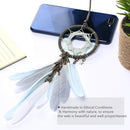 Dream Catcher Car Interior Rearview Mirror Hanging Decor Handmade Grids Nature Feather Small Boho Car Charms Pendant Accessories (Grey Feather)-2