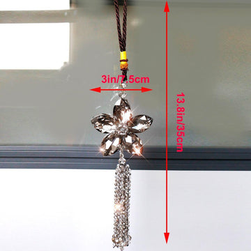 13.8 Inch Crystal Car Rear View Mirror Ornament Car Pendant Lucky Crystal Window Hanging Car Accessories Rainbow Maker Gray - 0