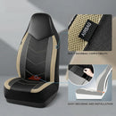 Leather Car Seat Covers Sports Carbon Fiber & Mesh Design High-Back Two Front Set Waterproof Automotive Seat Covers Airbag Compatible Universal Fit for Most Cars (Black & Beige)-3