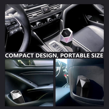Car Cup Holder Trash Can, Leakproof Mini Trash with Lid and 90 Bags, 2 Pack for Car and Home with 2 ABS Hooks, Black - 0
