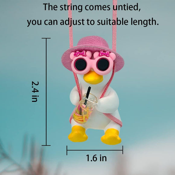 Cool Swinging Duck Car Hanging Ornament, Pendant Interior Rearview Mirror Decoration and Car Rear View Mirror Hanging Accessories