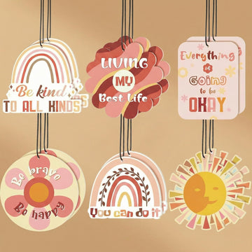 12 Pcs Car Air Fresheners Hanging Car Interior Accessories Boho Essential Oil Scented Diffusers Kawaii Auto Mirror Decor Vehicle Air Fresheners Gift for Women Men(Fresh)