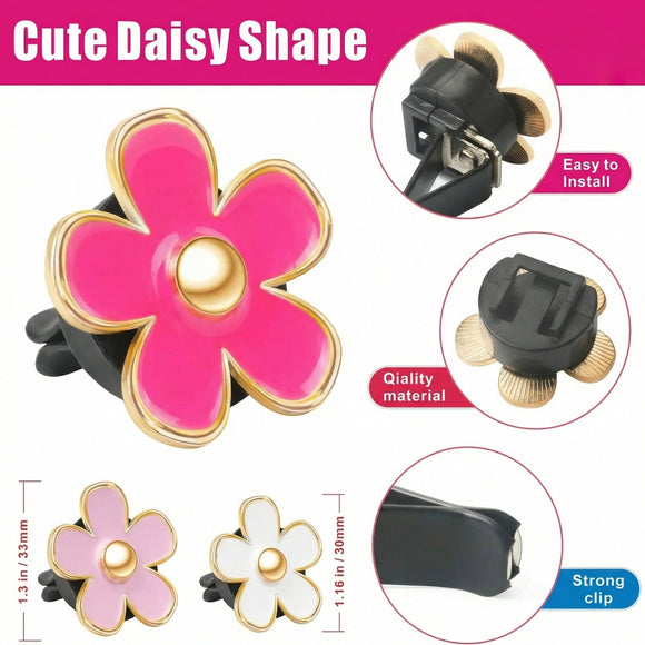Pink Car Accessories for Women Teen Girls 6PCS Cute Auto Scent Air Fresheners Vent Clips Girly Daisy Flower Decorations Interior Aesthetic Things Cars Perfume Decor Stuff Christmas Gifts for Her Mom