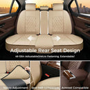 Beige Back Seat Cover Adjustable Leather Rear Seat Cover Car Back Seat Cover with Breathable Non-Slip Universal Fit for Most Cars Sedan SUV Pickup Truck (Back Row/Beige)-5