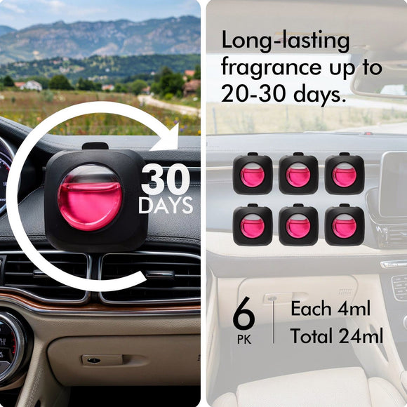 Car Air Fresheners Peach Berry 6-Pack 4ml Each Car Air Freshener vent clips Long Lasting Air Freshener Car Fresheners Odor Eliminator