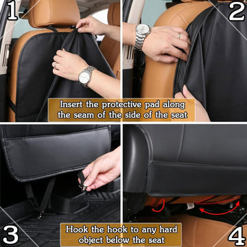 for Tesla Accessories Seat Back Kick Protectors for Kids Kick Mats Leather Back Seat Cover Protect from Mud Stains Scratches Fit for Model Y X S 3 (2PCS) - 0