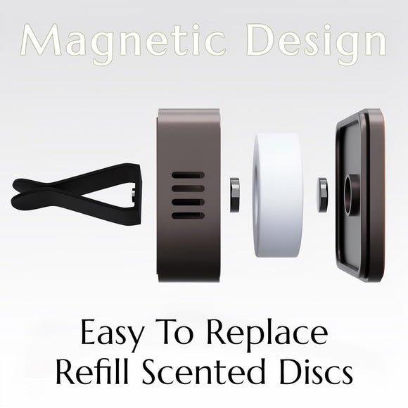 Premium Quality Car Air Freshener Leather and Metal Design Scent Vent Clip Diffuser New Natural Fragrance Diffuser for Car with 3 Refill Scented Discs and Gift Box(Truffle Brown)