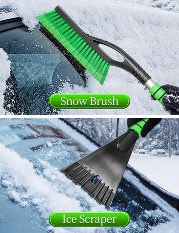 Car Snow Scraper and Brush, 27 Inch Snow Brush for Car Window, Detachable Ice Scraper with Foam Grip for Windshield SUV Truck - 1pcs - 0