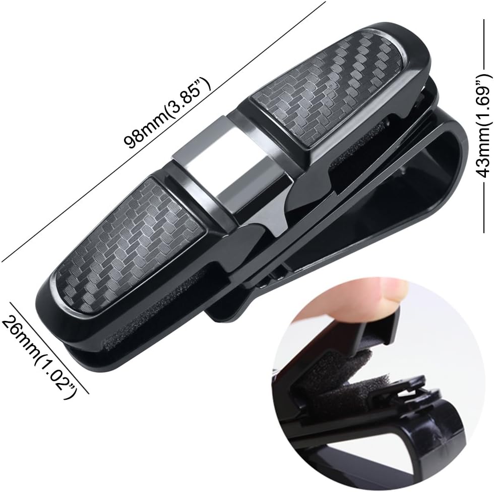 2 Pack Glasses Holders for Car Sun Visor, Sunglasses Eyeglasses Mount with Ticket Card Clip - Black
