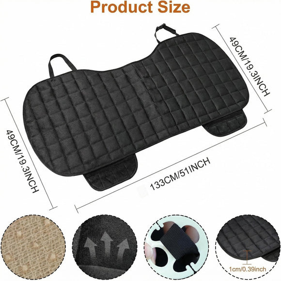Rear Car Seat Mat Universal Car Rear Seat Covers with Pockets Bench Car Seat Cover Non-Slide Winter Pad Auto Seat Protector Flocking Cloth Covers Rear Car Seat Cover for Most 5-Seats Vehicle