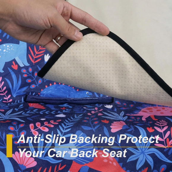 Back Seat Cover for Car Trucks Van SUV Waterproof Rear Bench Towel Seat Covers for Dogs and Kids Automotive Backseat Protector (Dinosaur)