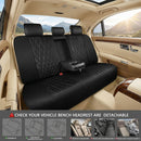 Luxury Faux Leather Rear Bench Car Seat Covers Waterproof Anti Slip Back Seat Covers Deluxe Automotive Backseat Cover Universal Fit for Most Cars Sedan SUV Pickup Truck (All Black)-3