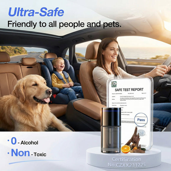 AUTO On/Off Smart Car Air Freshener with Blue Ambient Light Adjustable Concentration & 360Scent Aroud Car Diffuser 160ML Large Capacity for 6 Months Long-Lasting Use - Premium Cologne