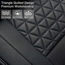 Luxury PU Leather Rear Car Seat Cover Adjustable Length (49-55) Back Seat Protector Fits 90% Vehicles (Sedan SUV Truck) for Seat Bottom Only Triangle Quilting Design Black-3