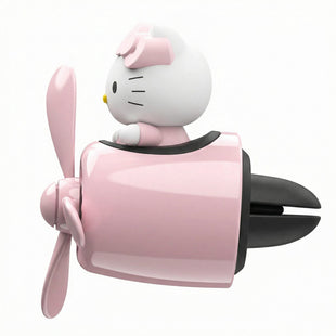 Car Air Freshener Cute Pink Cat Pilot Vent Clip Interior Accessories Rotating Propeller Automotive Air Outlet Fan Creative Cartoon Air Fresheners for Car (Pink)