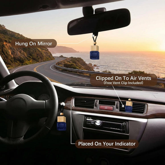 Car Air Freshener Hanging 3 Pack Wood Car Freshener - Sandalwood & Teakwood & Cologne Scents Car Fresheners Long Lasting Up to 60 Days Car Air Freshener Men 0.27 FL OZ/8ML