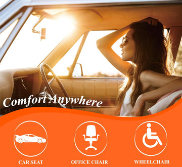 Car Seat Cushion with 1.2inch Comfort Memory Foam, Seat Cushion for Car and Office Chair (Black) - 0