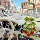 Crochet Car Air Freshener 15ml Empty Refillable Oil Diffuser Bottle with Hanging Crochet Strawberry Plant for Car Rearview Mirror Air Freshener Diffuser for Home and Office Decor-7