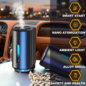 Smart Car Air Freshener Car Air Freshener Diffuser Rechargeable Cars Aroma Diffuser 3 Levels of Adjustable Intelligent Cars Diffuser with 3 Bottles of Cologne - 0